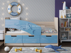 Кровать Дельфин-6 МДФ 1600 Голубой металлик в Екатеринбурге - mebelmir96.ru | фото