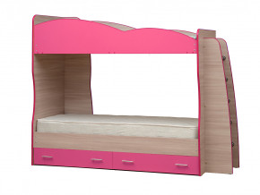 Кровать детская двухъярусная Юниор 1.1 розовая в Екатеринбурге - mebelmir96.ru | фото