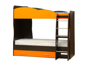 Кровать детская двухъярусная Юниор 2.1 оранжевая в Екатеринбурге - mebelmir96.ru | фото
