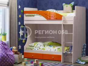 Кровать двухъярусная Бемби МДФ Апельсин металлик в Екатеринбурге - mebelmir96.ru | фото