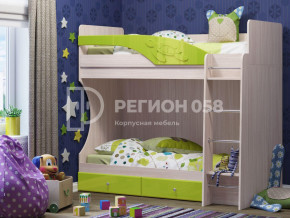 Кровать двухъярусная Бемби МДФ Лайм глянец в Екатеринбурге - mebelmir96.ru | фото