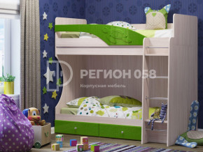 Кровать двухъярусная Бемби МДФ Изумруд металлик в Екатеринбурге - mebelmir96.ru | фото