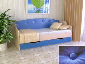 Кровать Юниор Тип 2 дуб молочный/синий 800х1600 в Екатеринбурге - mebelmir96.ru | фото