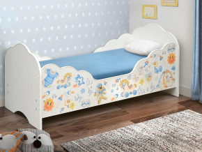 Кровать детская с бортом Малышка №3 600*1400 белая в Екатеринбурге - mebelmir96.ru | фото