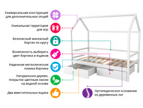 Кровать-домик Svogen с фото с ящиками и бортиком белый/мишки в Екатеринбурге - mebelmir96.ru | фото 2