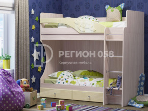 Кровать двухъярусная Бемби МДФ Ваниль глянец в Екатеринбурге - mebelmir96.ru | фото
