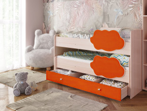 Кровать Соник с ящиком млечный дуб-оранж в Екатеринбурге - mebelmir96.ru | фото