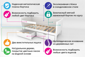 Кровать-тахта Svogen мягкая с ящиками и бортиком с фото белый/барашки в Екатеринбурге - mebelmir96.ru | фото 2